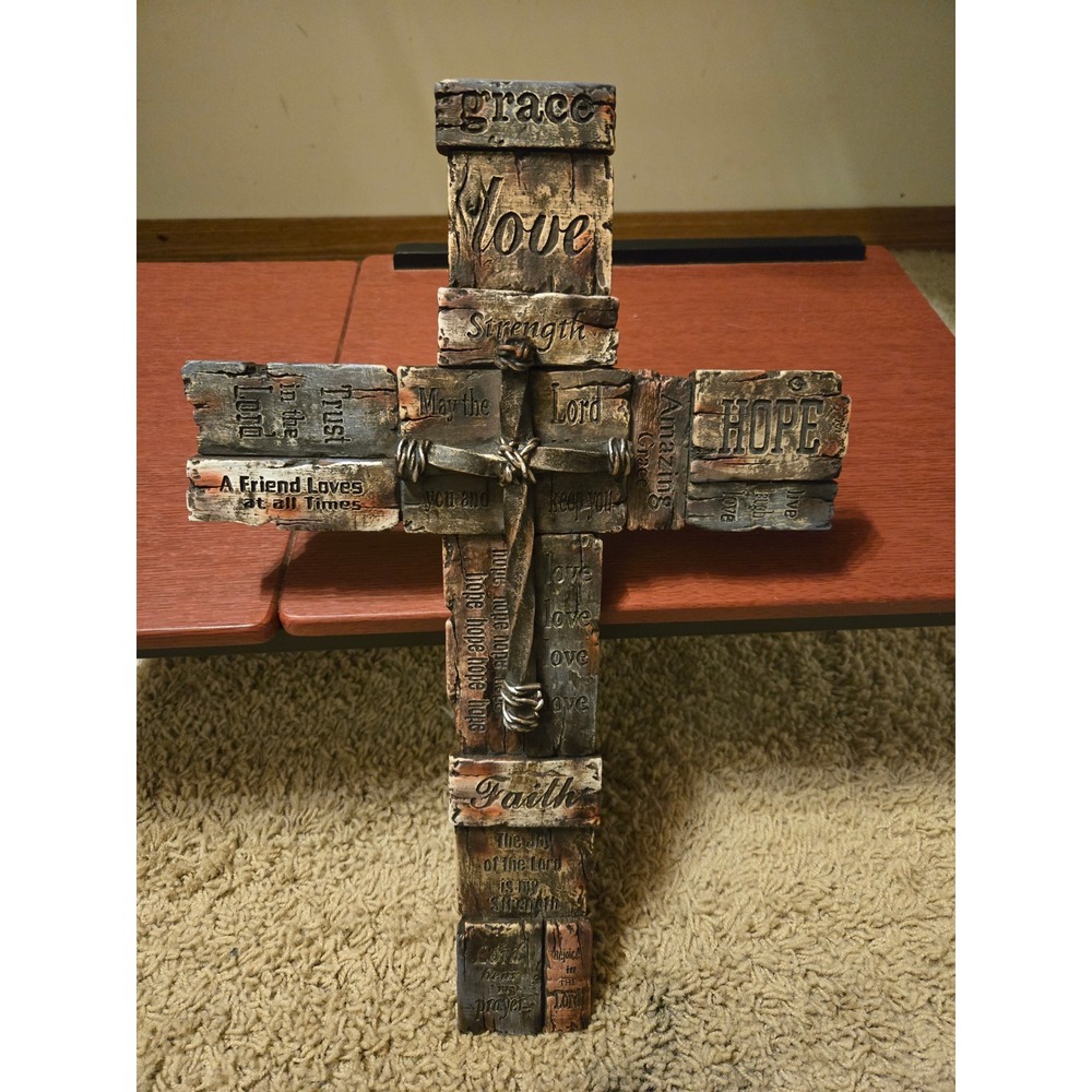 Rustic Religious Wall Cross Inspirational Grace Love Hope Faith Decor RA4900